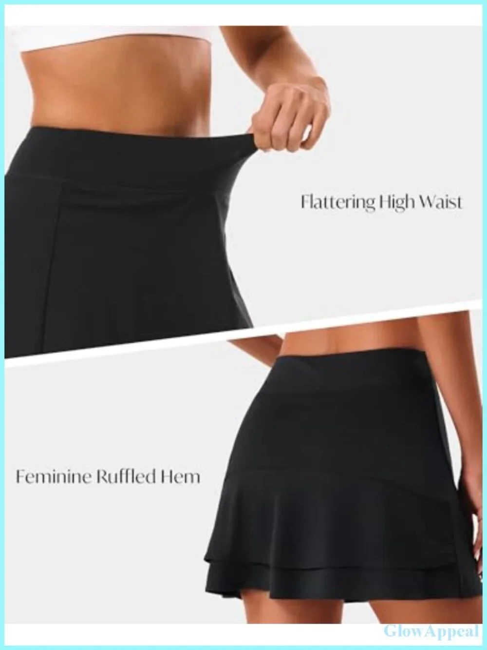 Women's Ruffle Tennis Skort with Pockets, High Waisted Athletic Golf Skirt with